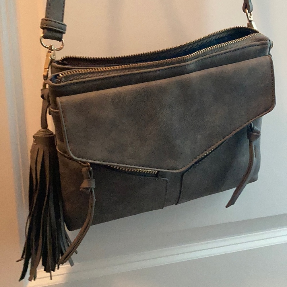 Grey suede purse